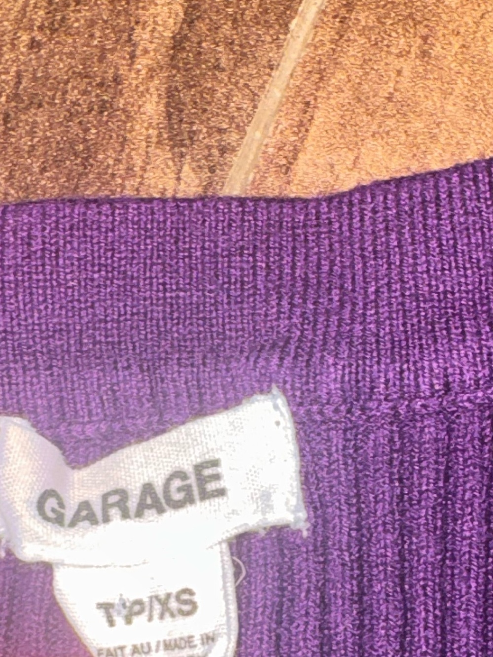 Garage Purple Ribbed Cropped Tank - Picture 3 of 3